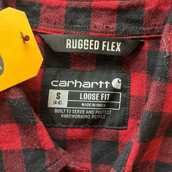 NWT Carhartt Women’s Rugged Flex Loose Fit Midweight Flannel Long Sleeve Sz 4-6 - Picture 4 of 11